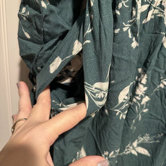 Ava Viv Green Floral Ruffled Tiered Maxi Dress Long Sleeves High Neck 1X - Picture 7 of 9